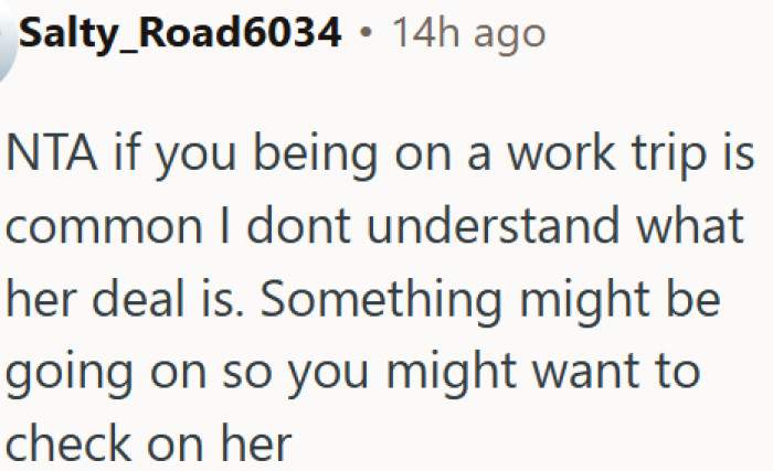 Going on a routine work trip should not cause issues, but his partner made it one