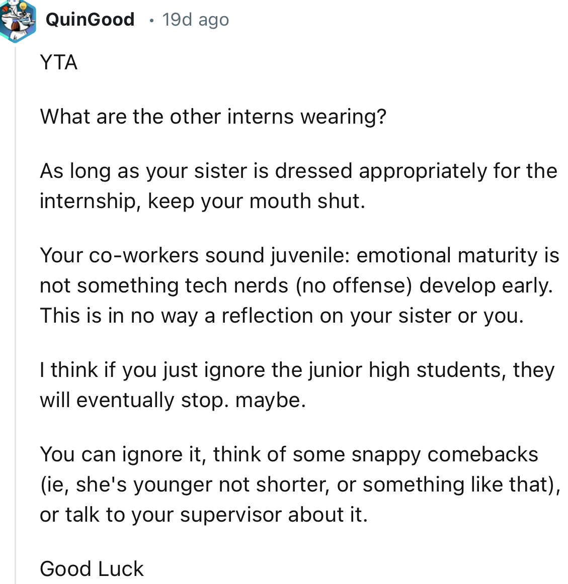 Check out some interesting comments below: