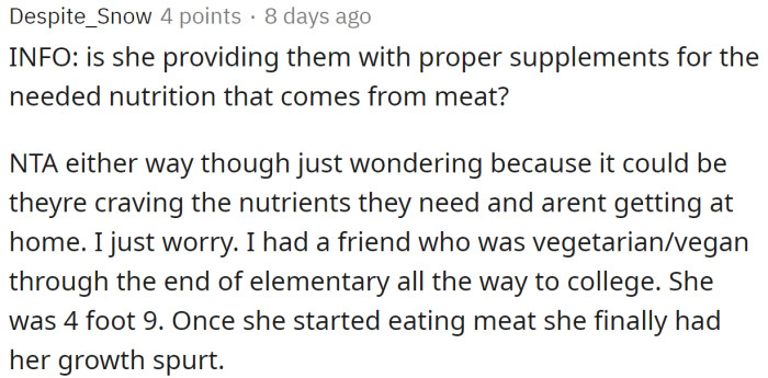 Someone was curious if kids get the proper supplements for such a diet.