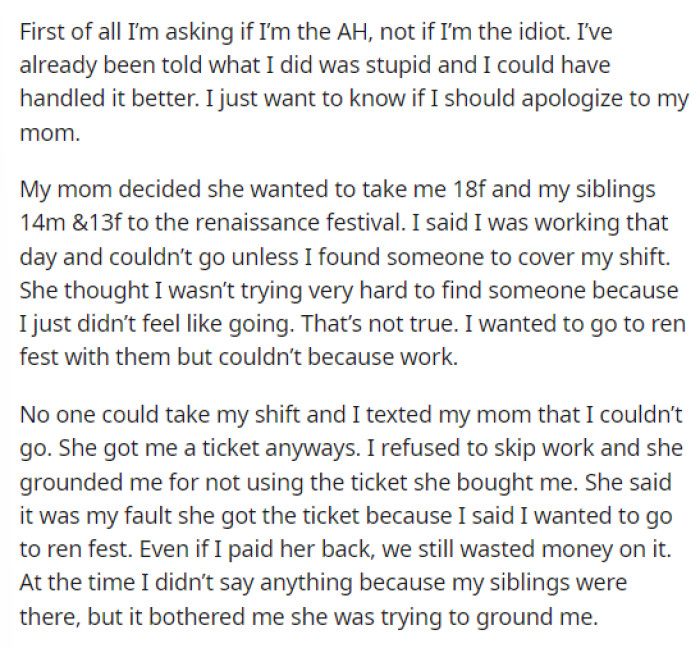 OP dives in and gives us all the details while specifying what kind of response she's looking for.