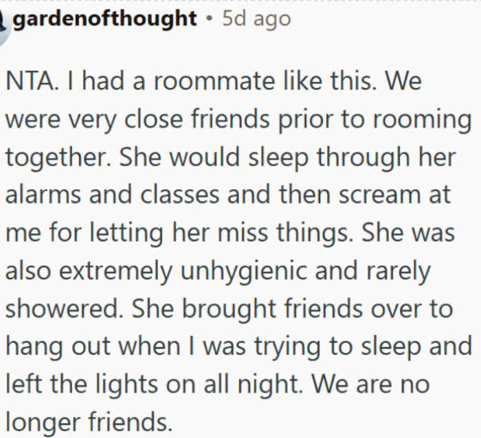 Living with your best friend is a mistake