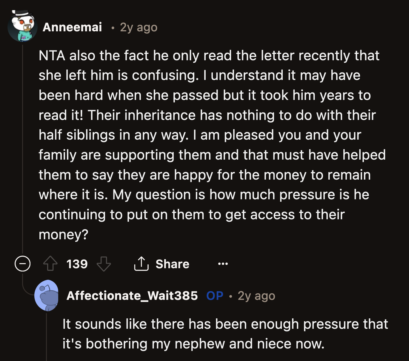 OP needs to ensure that Luke and his wife do not put more pressure on Kai and Ella to provide for their family.