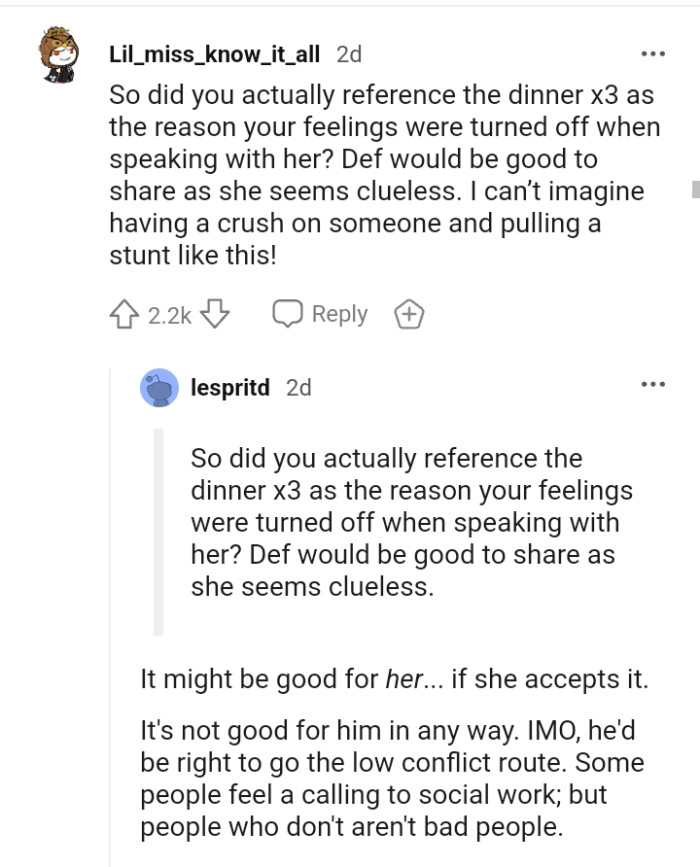 Definitely would be good to share as she seems clueless