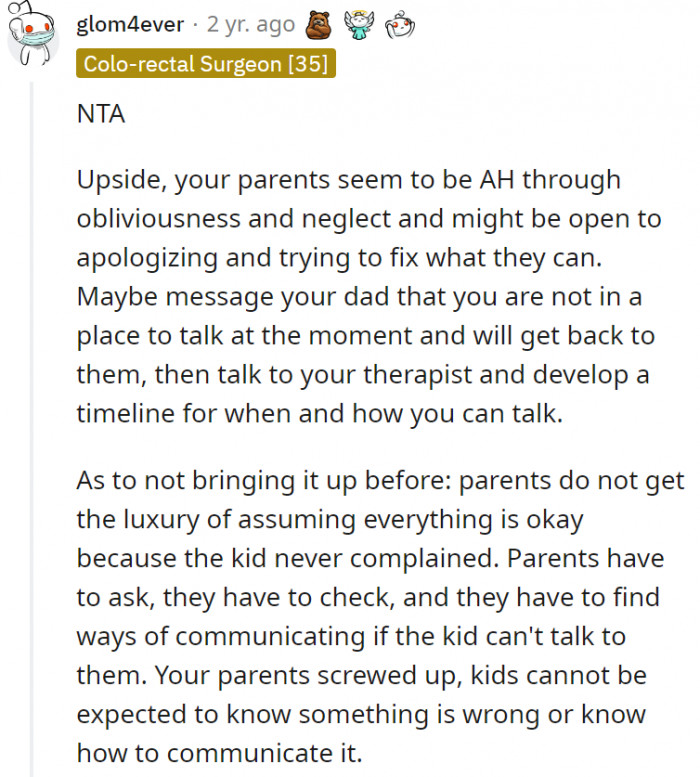 It’s not you (OP), it’s them (parents). And advice for OP: