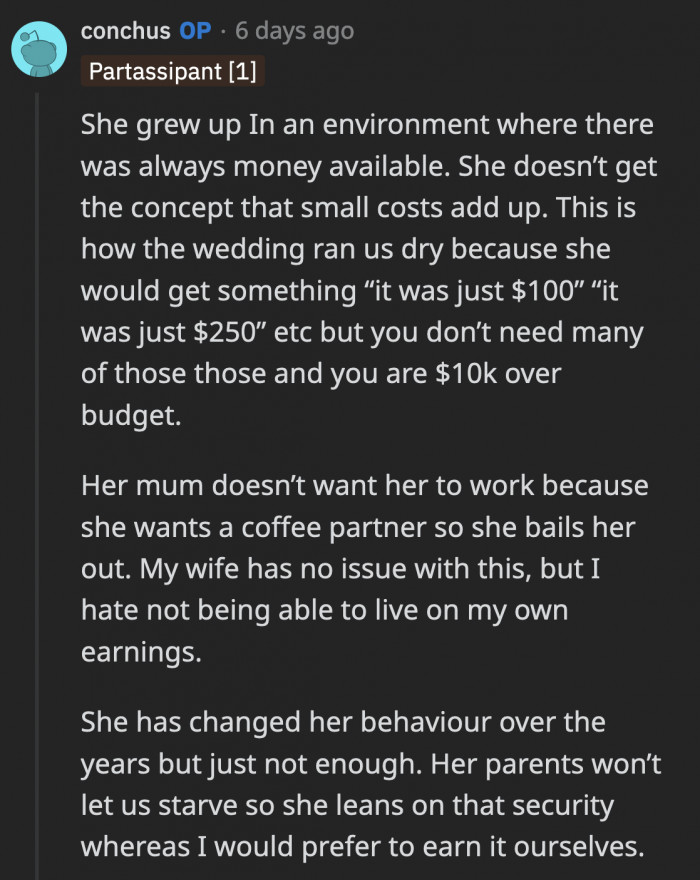 She is a product of her environment to a certain point, but she's supposed to use her smarts to navigate her life without her mummy holding her hand.