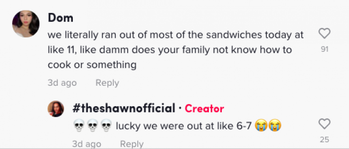 Then people began discussing just how much customers ordered and how quickly they ran out of food.