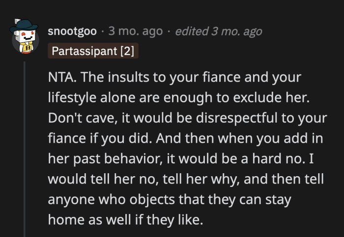 Emma's unsolicited comments about Alex's body and their sexuality should be enough reason to distance themselves from her