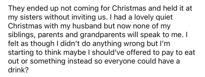 OP ended up having a quiet Christmas without her sister.