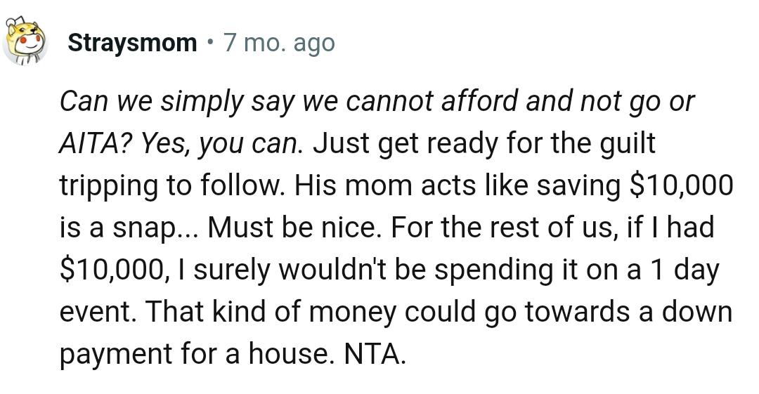 Guilt tripping might set in