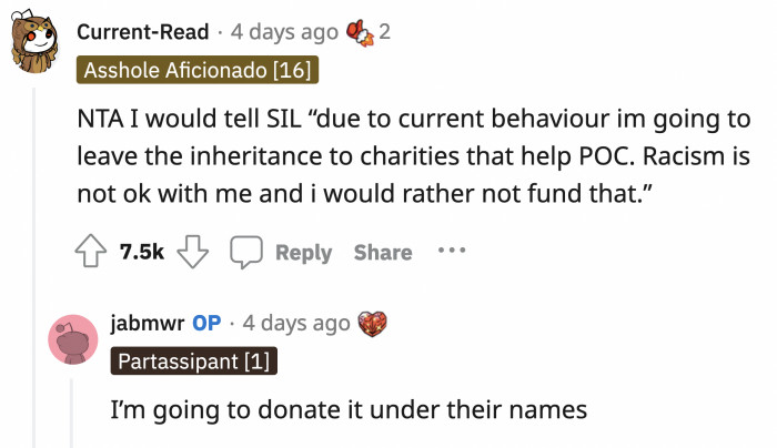 OP can do so much good with that amount of money instead of funding a racist-lite's lifestyle