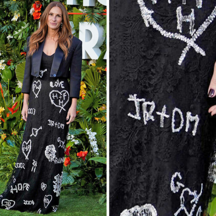 4. Julia Roberts wore a custom-made black Chantilly lace Alexander McQueen dress to the premiere of “Ticket to Paradise”