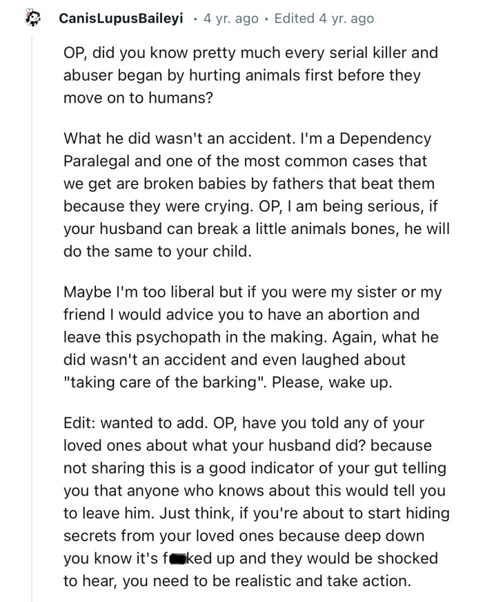 “Pretty much every serial killer and abuser began by hurting animals first before they moved on to humans.”