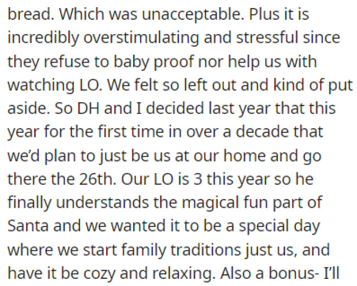 OP and her family felt like they were left out and out of place last year