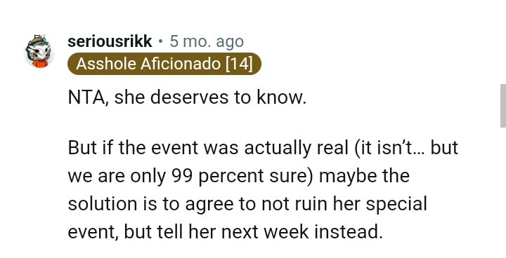 The OP should agree and not ruin her special event