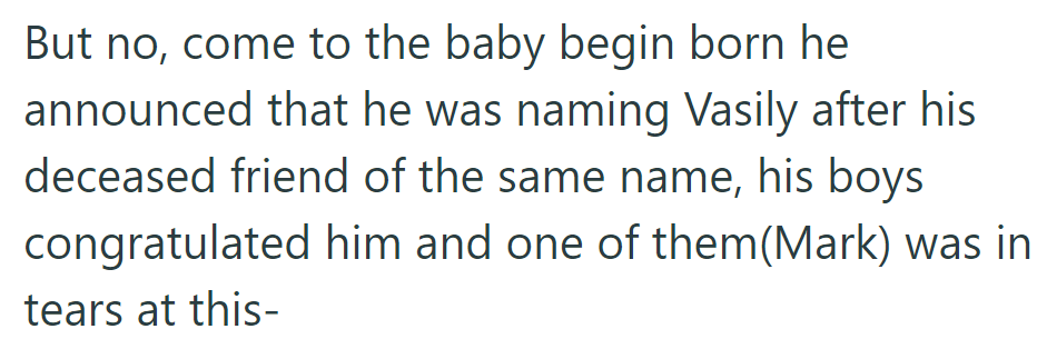 Despite speculation, Lazar named his son Vasily after his deceased friend, leaving his family surprised.