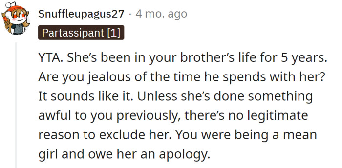 The OP owes her an apology
