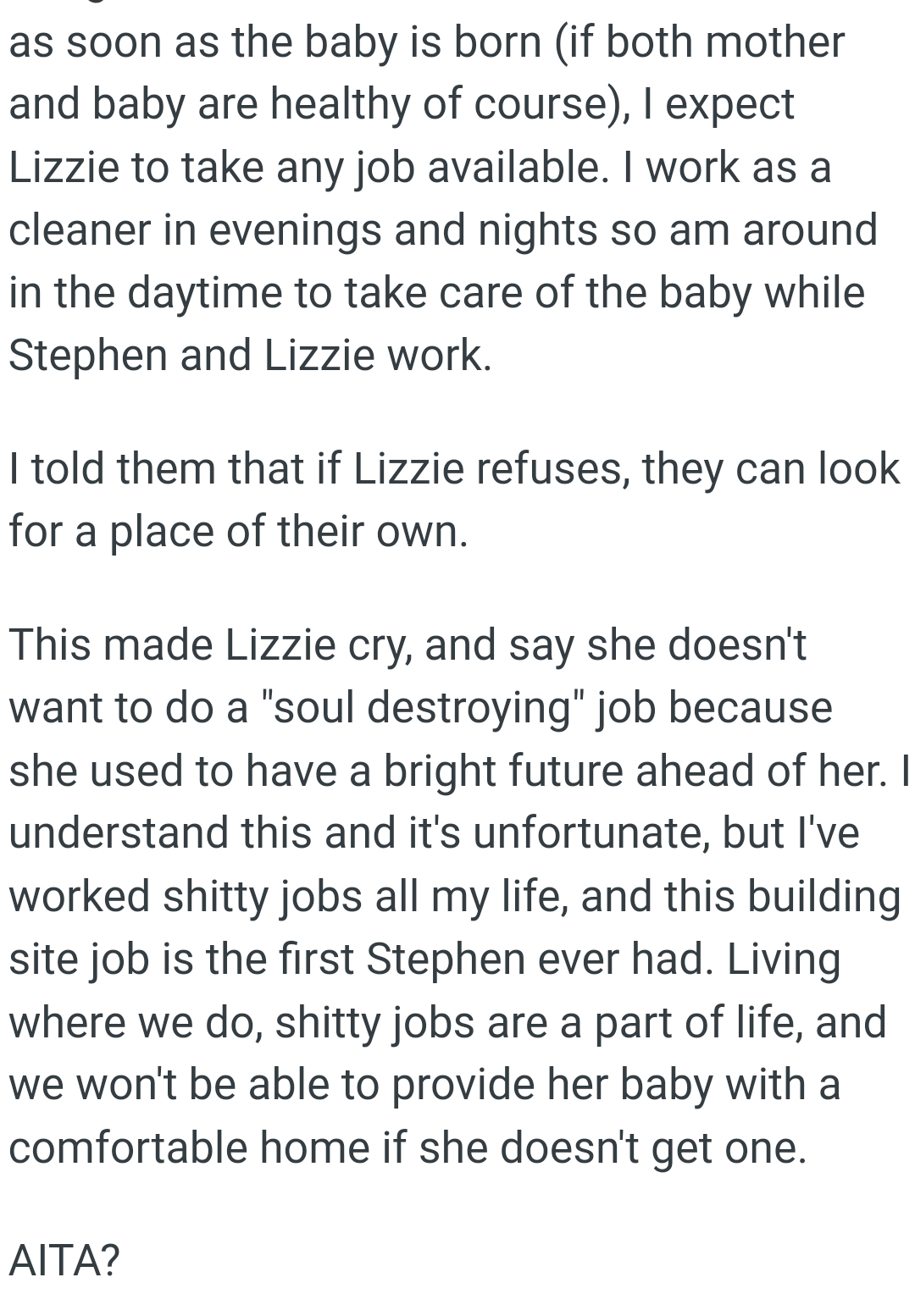 She doesn't want to do a 