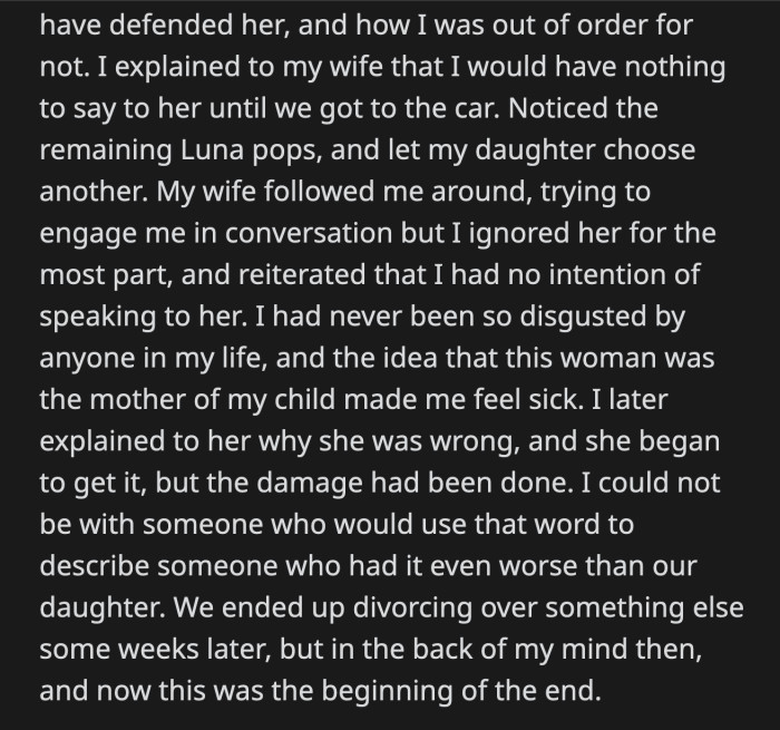 Emily yelled at OP because he didn't side with her. His wife tried to pick a fight with him in the store, but OP waited until they were in the car before he responded.