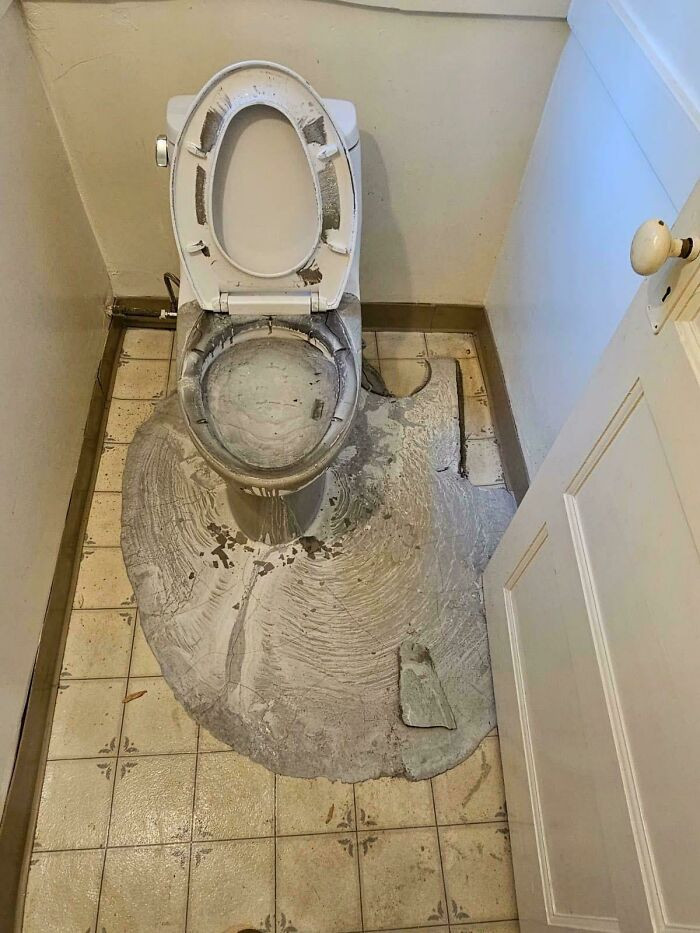 "Concrete Overflowed Out Of The Toilet"