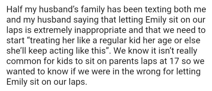 The OP Knows It Isn’t Really Common for Kids to Sit on Parents' Laps at That Age