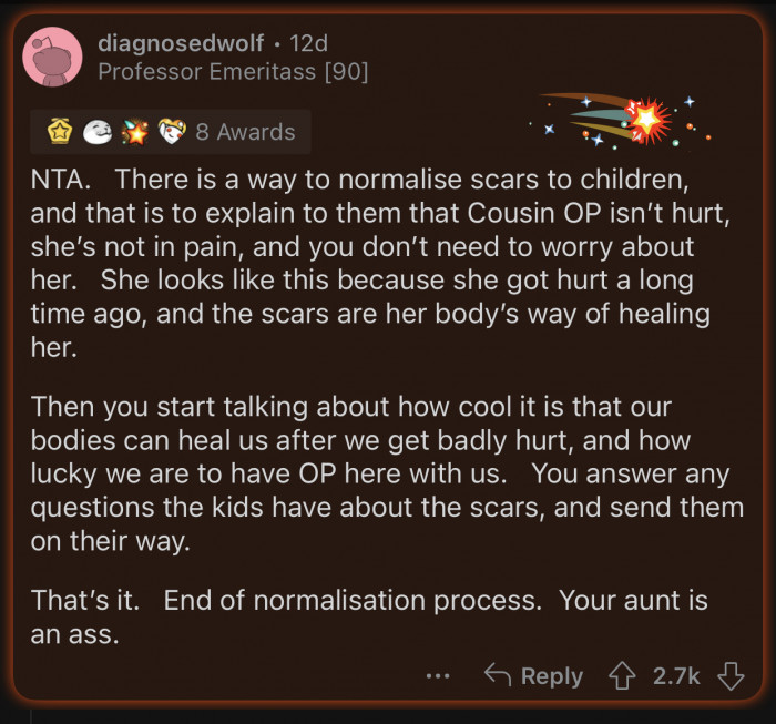 The aunt could have handled the situation much better than this.