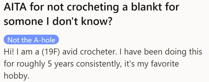 A 19-year-old crafter just wanted to share her hobby—until a classmate decided it was an open invitation for favors.