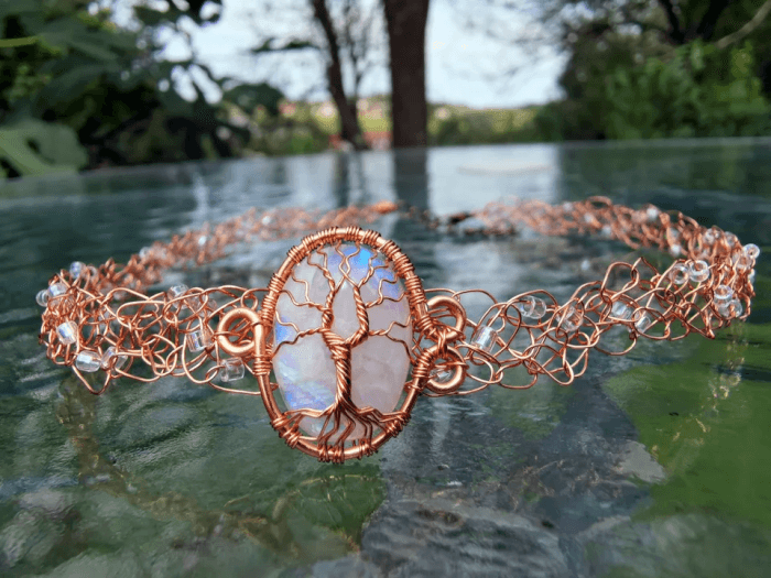 3. A Wire Crochet Moonstone Necklace