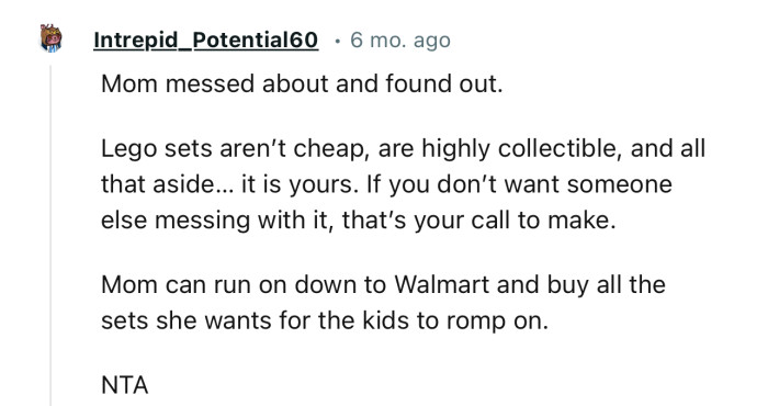“Mom can run on down to Walmart and buy all the sets she wants for the kids to romp on.”