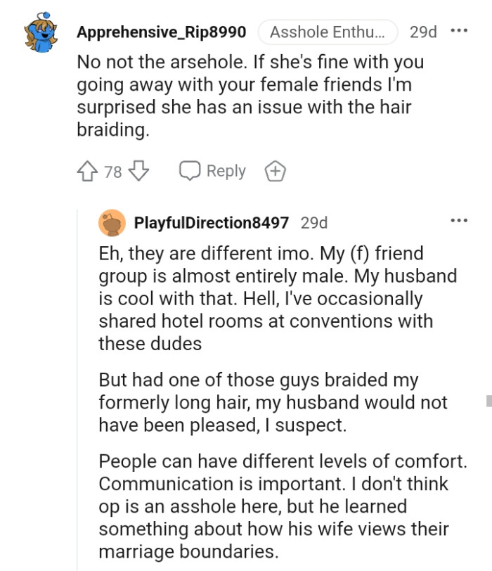 Maybe she has an issue with the hair braiding