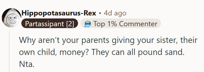 It’s a fair question. Why should one child carry the burden that both parents chose to ignore?