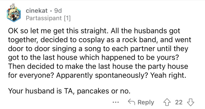 OP's husband is TA regardless of her gift.