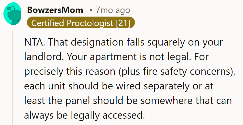 NTA. Landlord's apartment: a mystery novel with illegal wiring and hidden panels.