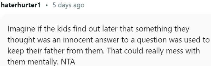 Potential emotional impact on children from innocent answers used against their father