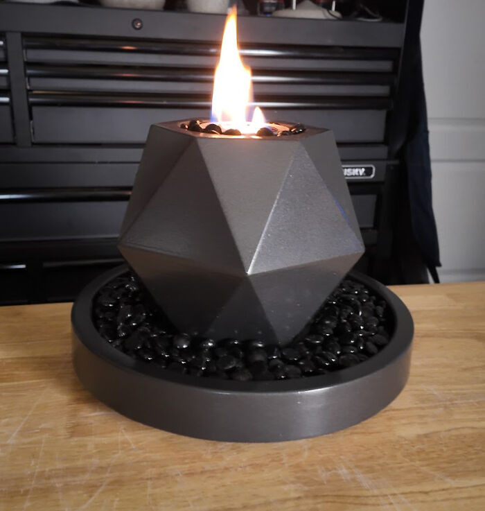 "I 3D Printed Molds To Cast This Concrete Tabletop Fire Feature"