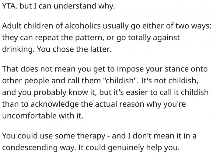 16. Her stance is understandable, but she cannot force it on others.