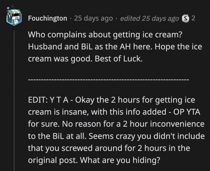 Initially, people were on OP's side, but after they saw her comments, they think she is the a**hole who is probably hiding something