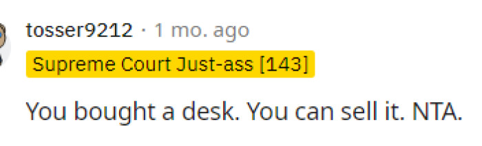 Simply put, it seems that everyone is largely in agreement about this. Ultimately, it's essentially her desk.