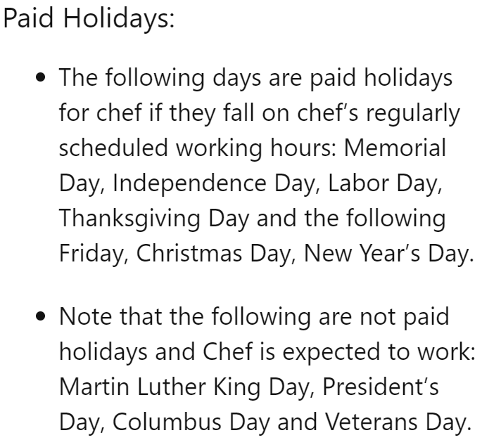 At least they have the decency of paying for the holidays.