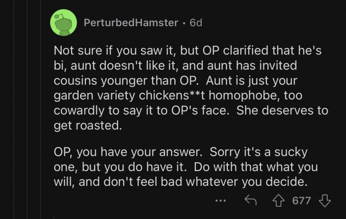 OP should not feel bad about whatever she decides.
