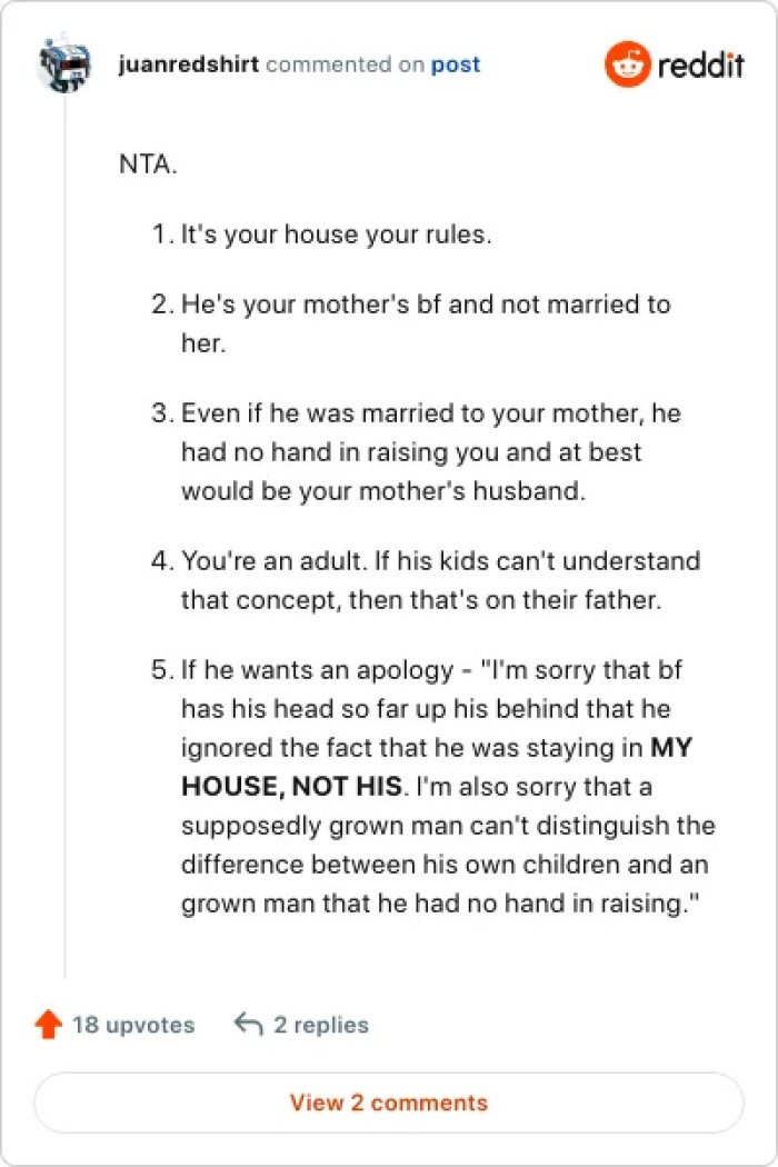 The mom's ex never had rights over the OP. He's just the mom's boyfriend.