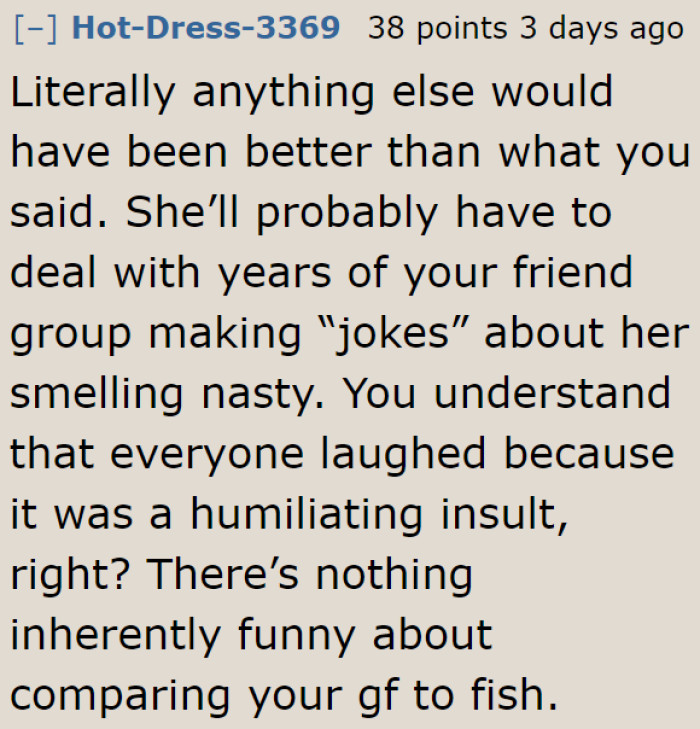 After what happened, the girlfriend can't easily face the friends who were present at this party.