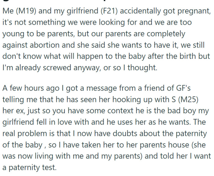 The couple had accidentally gotten pregnant—a situation neither was prepared for, given their young age and current life circumstances.