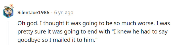 Freezing a cat is quite the twist, but mailing it for a farewell would've been a real 