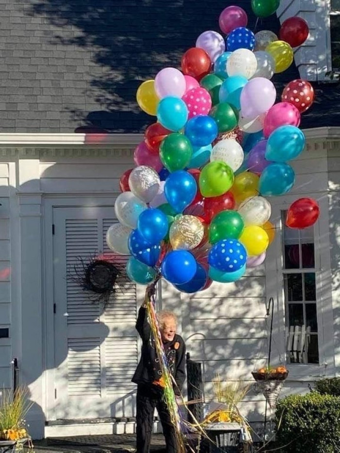 20. Our neighbor Betty just turned 100 years old. We got her balloons.