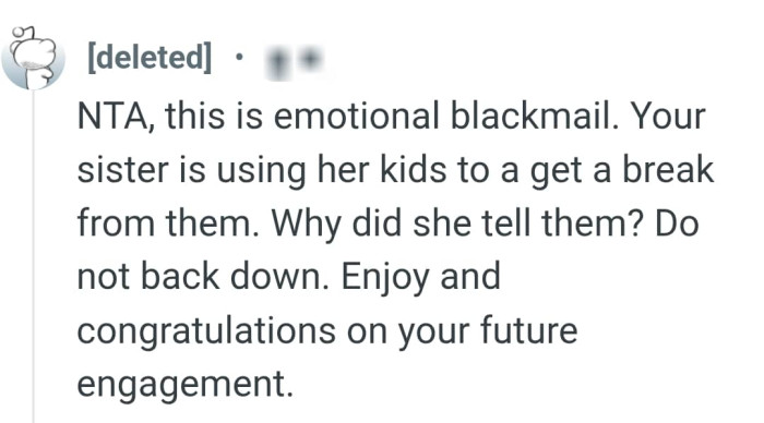 OP's sister is using her kids to get a break