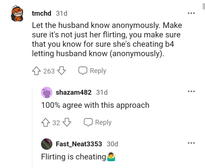 OP should make sure she's actually cheating