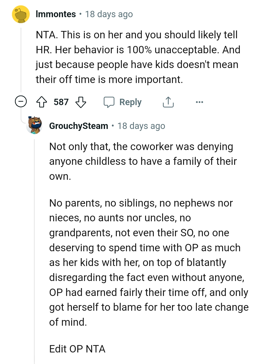The fact that people have kids doesn't make their off time more important