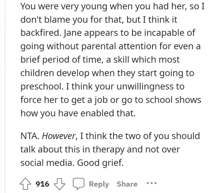 OP and the daughter should discuss this in therapy.