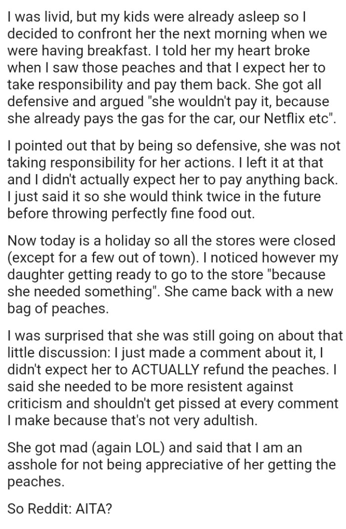 She Was Not Taking Responsibility for Her Actions