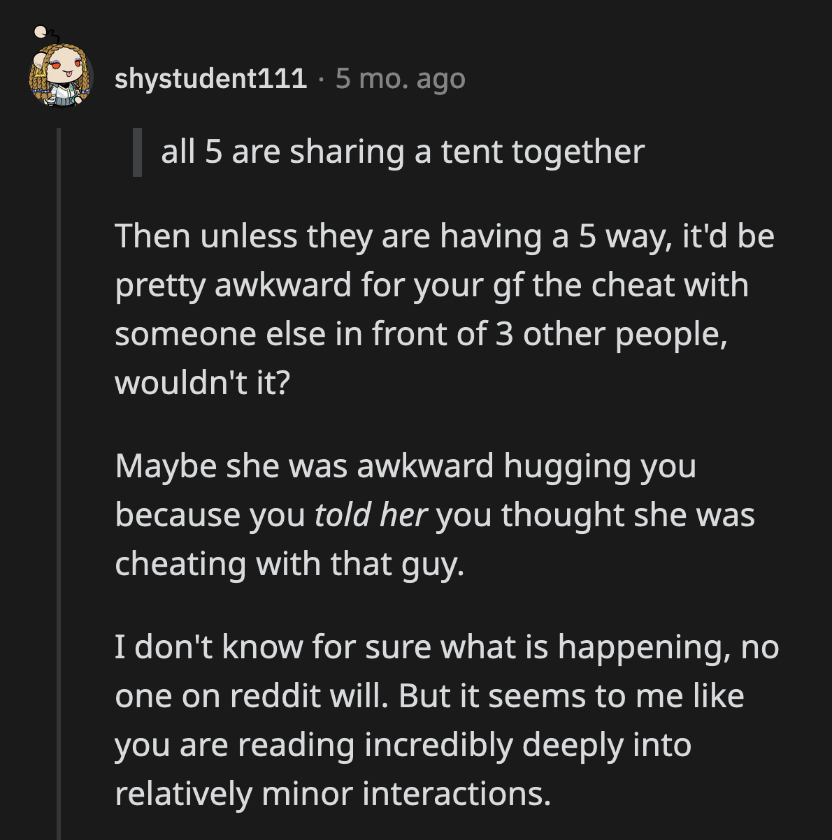 OP assigns meanings to innocent interactions to justify his extreme jealousy.